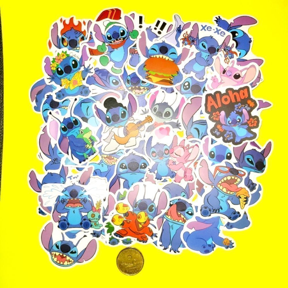 Brand New 50pcs Disney Stitch Waterproof Stickers